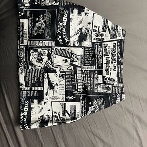 Black and White Graphic Mini Skirt